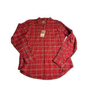 NWT- Hawke & Co Mens Red Plaid Button-Down Flannel Shirt L/G casual workwear